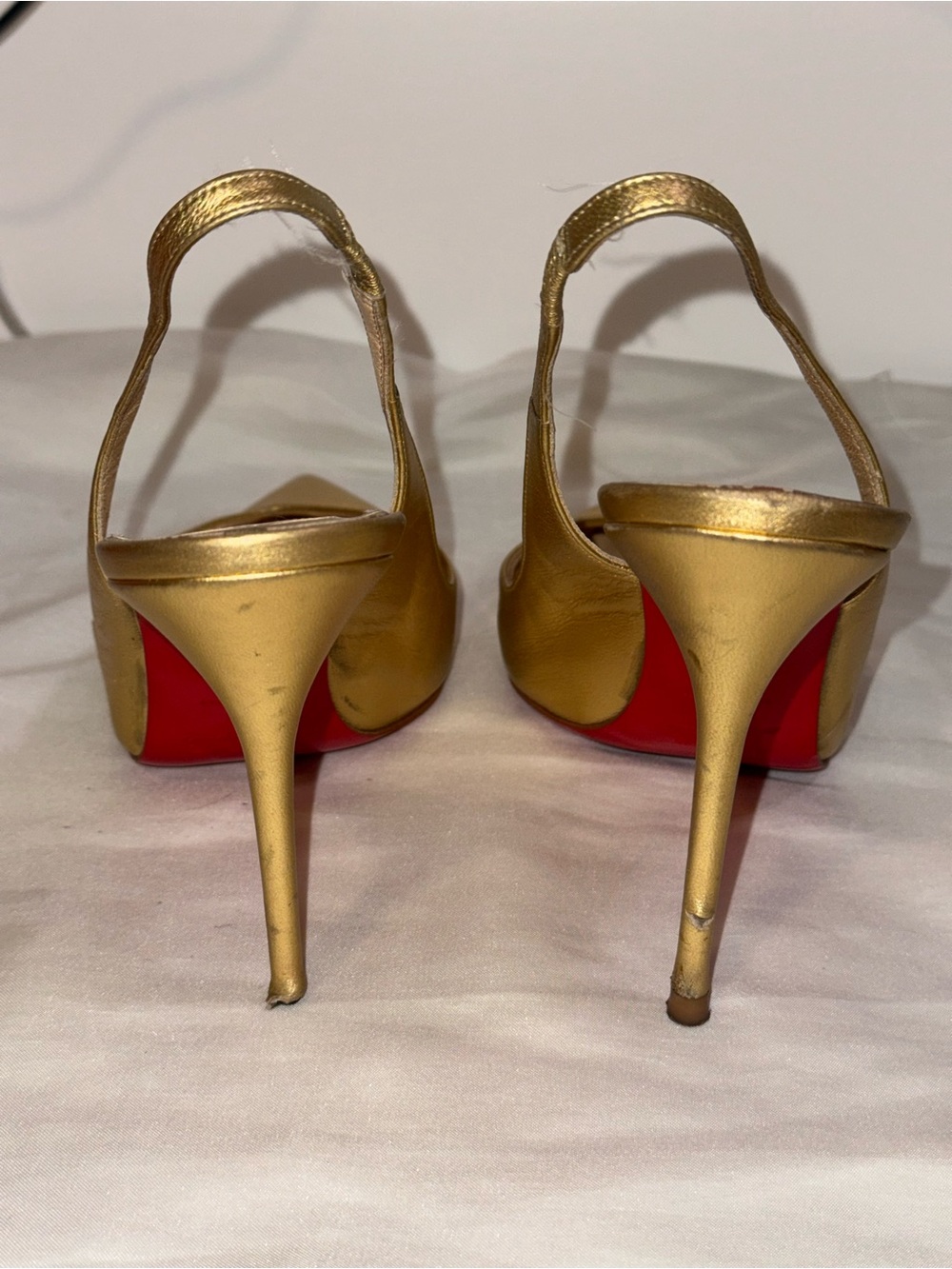 Christian Louboutin Metallic Gold Pointed Slingback Pumps - Picture 3 of 11